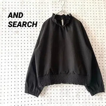 앤드서치 프릴 넥 풀오버 개더 소매 ( M ) 블랙 폴리에스테르