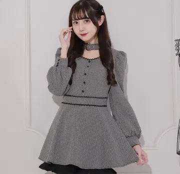 pium 초커 포함 깅엄 셋업