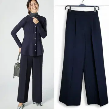 새상품급 PLST 웜 리저브 와이드 팬츠 36 네이비 속기모 띠어리