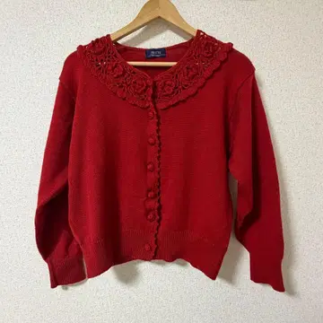 [ 레어 ] vintage 빈티지 빨간색 가디건 꽃 무늬