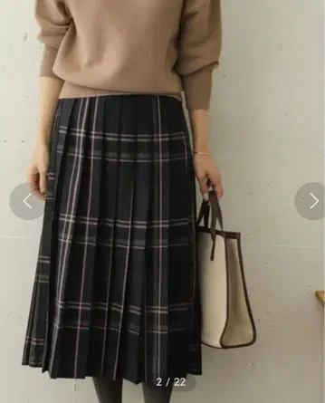 어반 리서치 도어스 플리츠 스커트 체크 무늬 롱 스커트