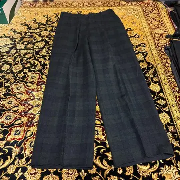 빈티지 슬랙스 체크 무늬 슬랙스 와이드 배기 90s