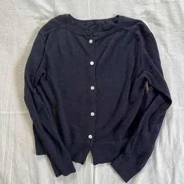 투지 카디건 실크 캐시미어 혼방 니트 네이비