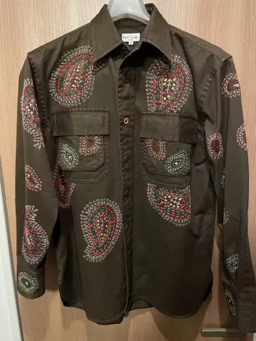 Paul Smith 자수 디자인 셔츠 페이즐리 M 코튼
