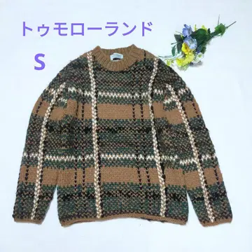 투모로우랜드 손뜨개질 핸드 니트 자카드 니트 스웨터 울