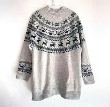 626M 노르딕 무늬 니트 라이트 그레이 계열 따뜻한 스웨터 겨울