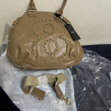 가죽 숄더백 베이지