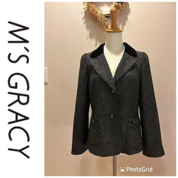 M'S GRACY 테일러드 자켓 그레이 벨벳 옷깃으로 엘레강트