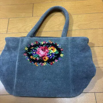 FEILER 그레이 꽃무늬 자수 토트백 새상품급