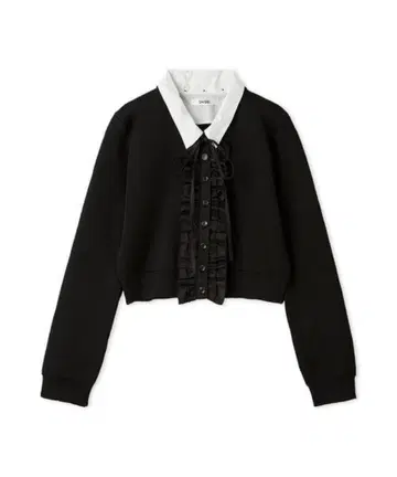 snidel 프릴 니트 가디건 블랙 완판템