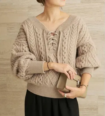 Plage 2WAY 레이스업 아란 풀오버