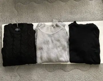 블랙 케이블 니트 크루넥 스웨터