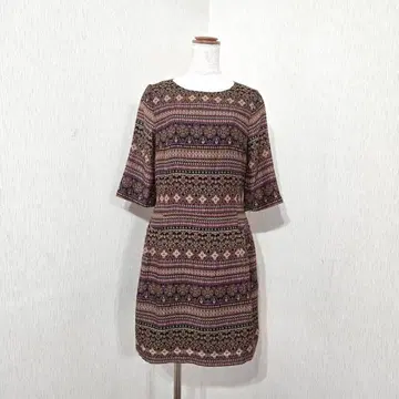 J.TOPKAPI 올 패턴 원피스 무릎 기장 일본제 7부 소매 안감 부착