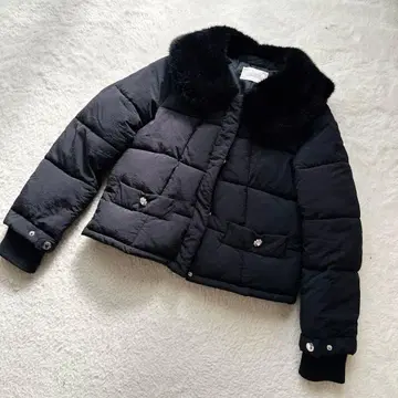 미셸 마카롱 블랙 자켓 퍼 카라 부착