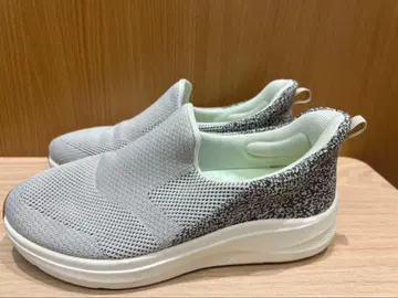 슬립온 스니커즈 그레이 23.5cm 경량 메쉬 여성용 화이트 파랑