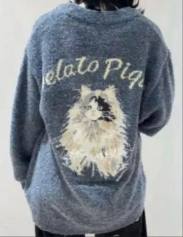 [ 배송비 포함 ] Gelato Pique 캣 패턴 가디건