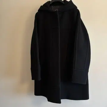 MACPHEE 블랙 후드 부착 울 코트 36