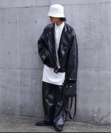 인조 가죽 노카라 더블 자켓 ( 셋업 가능 )