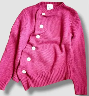 cawaii 핑크 버튼 달린 변형 가디건 긴팔