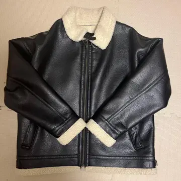 Nilway 블랙 가죽 보아 옷깃 자켓