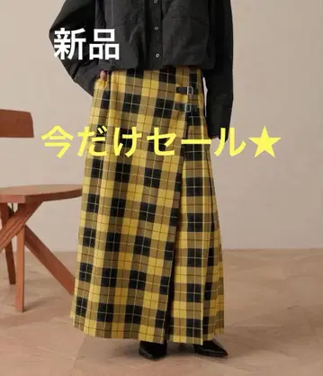 체크 퀼트 플리츠 스커트