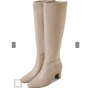 그레일 센터 심 청키힐 가죽 롱 부츠 베이지