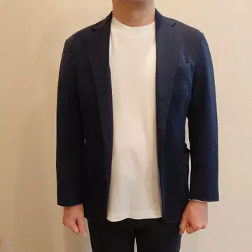 유나이티드 애로우즈 네이비 체크 무늬 캐주얼 자켓