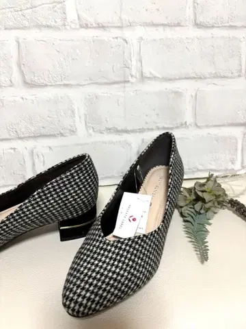 미사용품-PRIVATE LABEL 프라이빗 라벨 하운드투스 패턴 펌프스