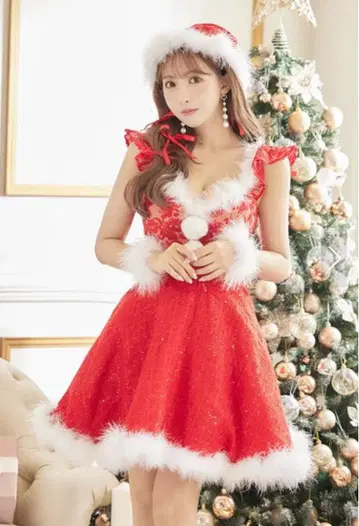 sugar nine 산타 코스튬 레드 프릴 포함