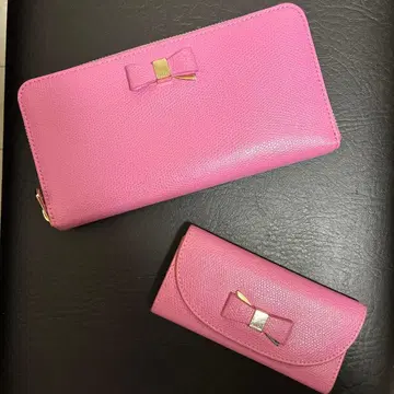 FURLA 리본 포함 핑크 장지갑 키케이스 세트