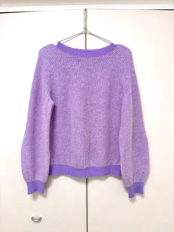 컨디션 최상 라벤더 볼륨 슬리브 니트 퍼플 라모 월드 럭스