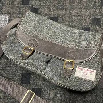 [ 천연 가죽 ] 해리스 트위드 호스 가죽 숄더백