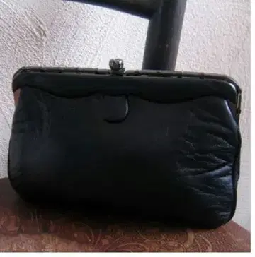 60s 빈티지 블랙 가죽 클러치백