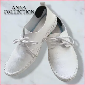 [ 새상품급 ] 안나 컬렉션 레이스업 플랫슈즈 인힐 경량 화이트