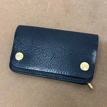 트래커 지갑 미들 블랙 얇은 타입 2층 이탈리아 가죽 VIRGILIO