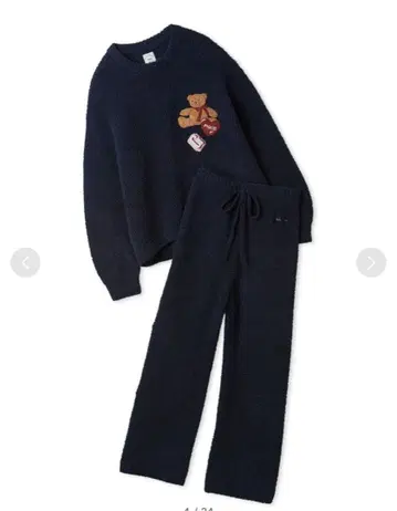 젤라또피케 베비모코 베어 자수 풀오버 & 롱 팬츠 세트