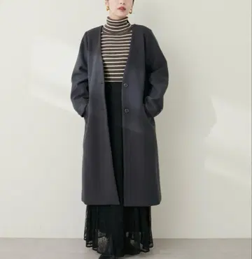 내추럴 꾸뛰르 백 프릴 코트 차콜 F