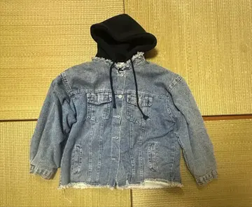 짧은 기장 데님 보아 후디 자켓