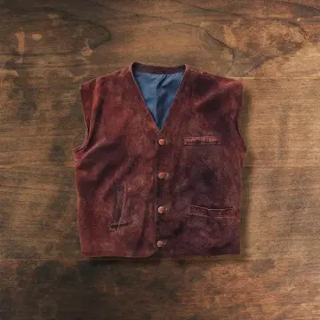 70s 스웨이드 베스트 짧은 기장 헌팅 박스 실루엣