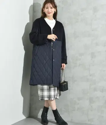 인터플래닛 샤기 타프타 퀼트 칼라리스 코트