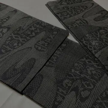 순수 실크 유키쓰무기 기모노 이중 기모노 블랙 베이스 [ 고급 ]