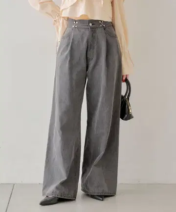 Chico 하트 프린트 박스 와이드 데님 팬츠 0 사이즈