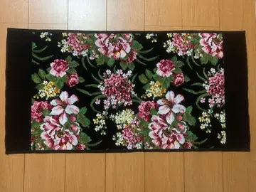 페이러 타월 무릎담요 숄더 담요 블랙 꽃무늬 셔닐 직조 대형