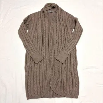 [ 고품질 ] 45R 면 100% 베이지 케이블 니트 가디건 프리 사이즈