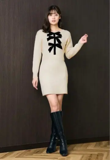 Herlipto Simone Knit Mini Dress ecru S