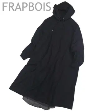 플라보아 이소재 절개 후드 부착 A라인 원피스 블랙 1 튤