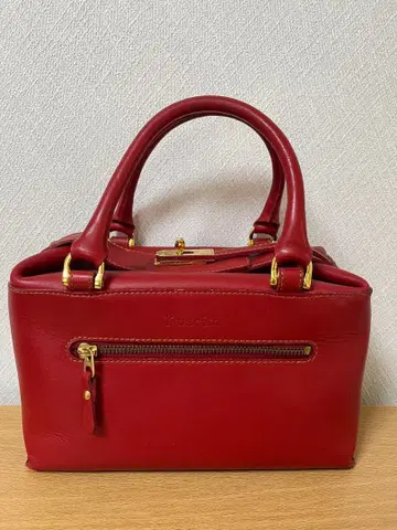 핸드백 가죽 가죽 레드 빨간색 미니 보스턴