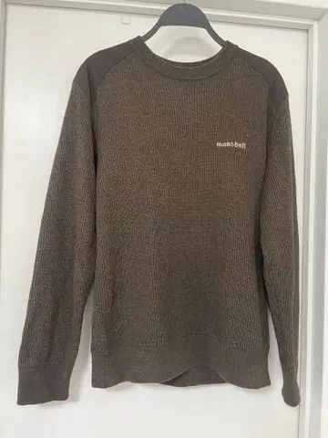 mont-bell 브라운 리브 편직 스웨터