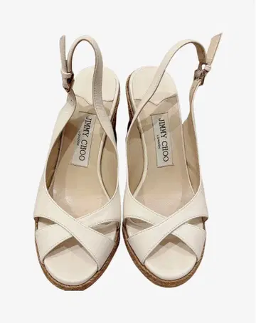 JIMMY CHOO 화이트 가죽 웨지 샌들