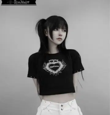 Dim Moire 크롭 셔츠 M 블랙